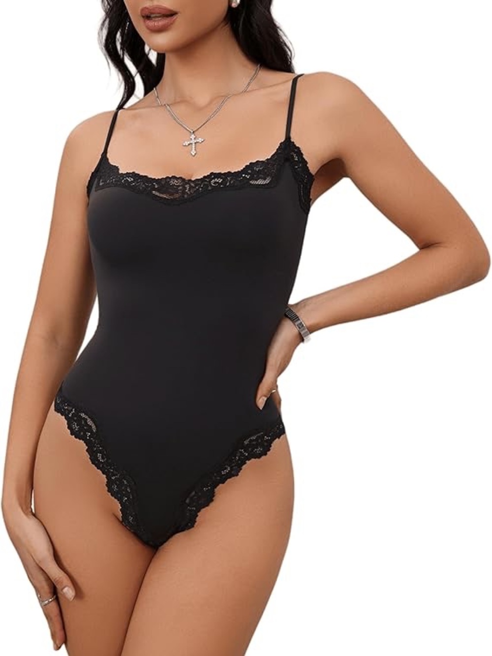 NWT Starrylion Black Lace Cami Bodysuit XS